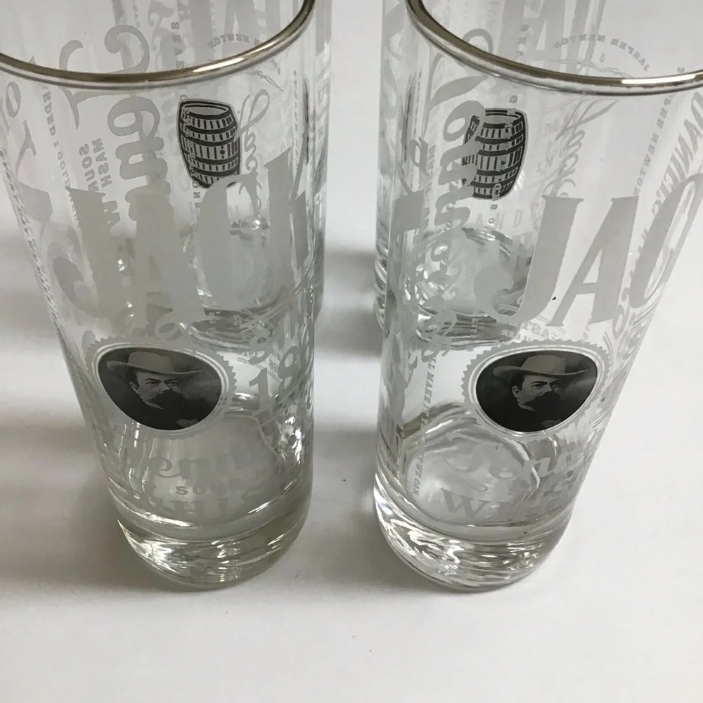 Jack Daniels Whiskey 4 Highball Tumbler Glasses Tall Boy 10 oz Old No. 7 Bar USA